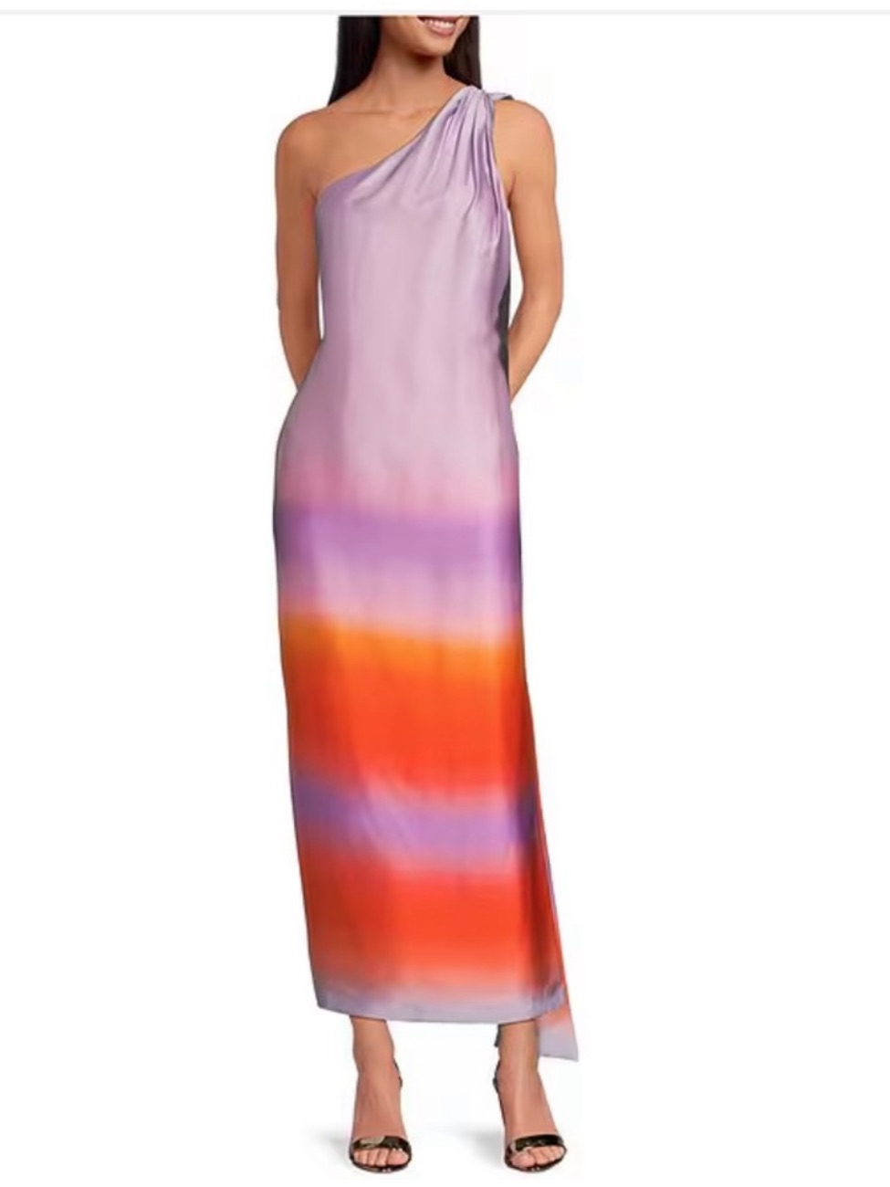 Nwt Gianni Bini Kenya One Shoulder Satin Ombre Dress
